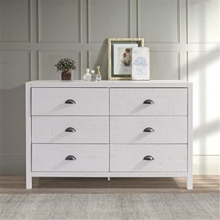 Kd 18.5 x 33.13 x 33.63 in. Hampton Six Drawer Dresser, Coastal White KD3372958